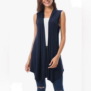 URBAN COCO sleeveless, asymmetrical hem lightweight cardigan vest, size XXL, NWT